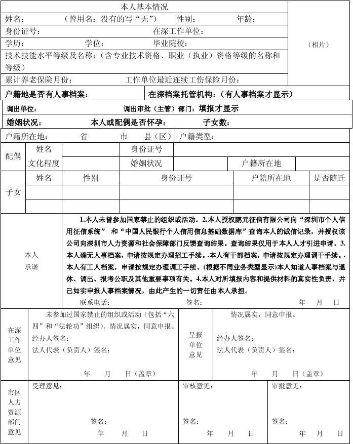 2024年深圳在职人才引进申报材料清单-图1