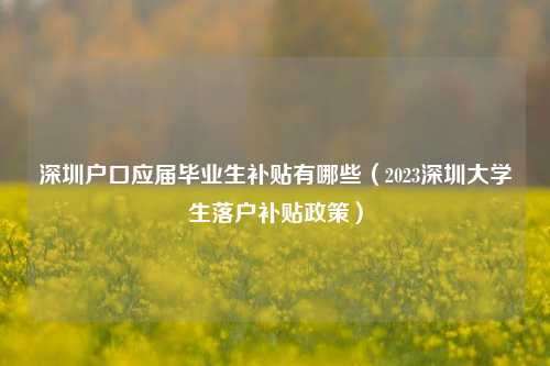 深圳户口应届毕业生补贴有哪些（2023深圳大学生落户补贴政策）-图1