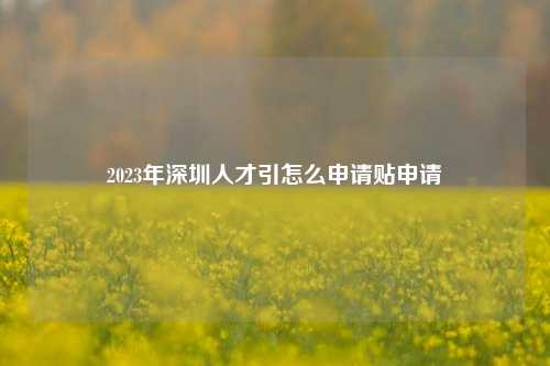 2023年深圳人才引怎么申请贴申请-图1