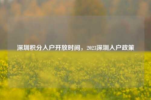 深圳积分入户开放时间，2023深圳入户政策-图1