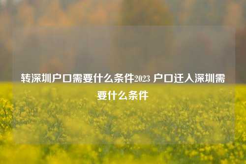 转深圳户口需要什么条件2023 户口迁入深圳需要什么条件-图1