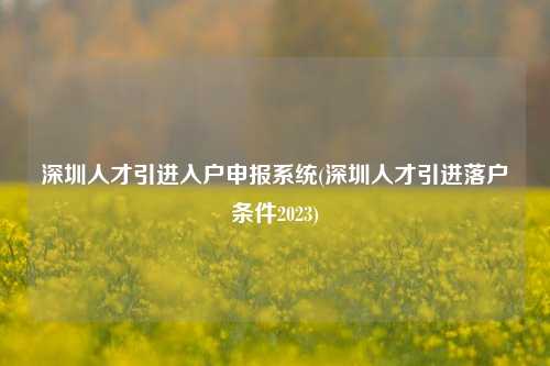 深圳人才引进入户申报系统(深圳人才引进落户条件2023)-图1