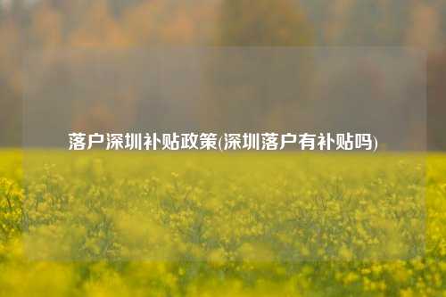 落户深圳补贴政策(深圳落户有补贴吗)-图1