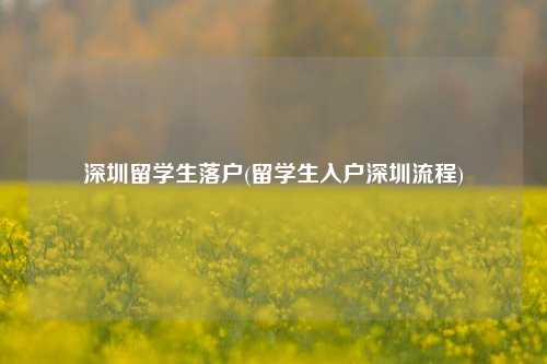 深圳留学生落户(留学生入户深圳流程)-图1