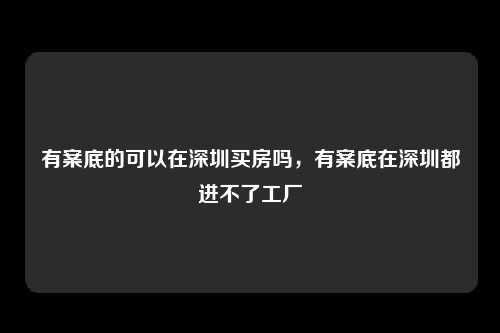 有案底的可以在深圳买房吗，有案底在深圳都进不了工厂-图1